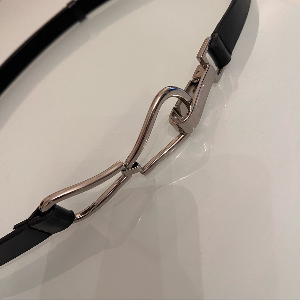 GENUINE LEATHER Hook Belt Black Adjustable Statement Waist Belt - Picture 3 of 8